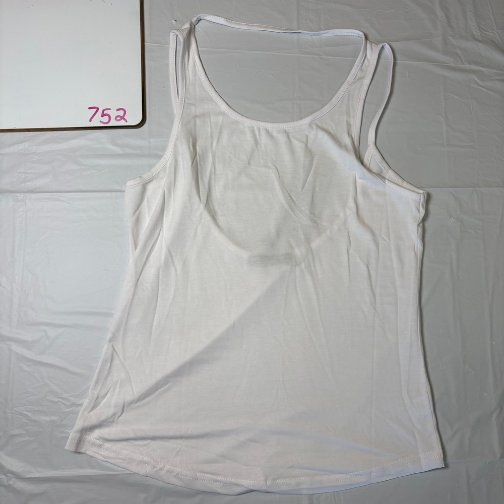 Oyanus Women White Open Back Modal‎ Blend Sleeveless Scoop Neck Tank Top NWT